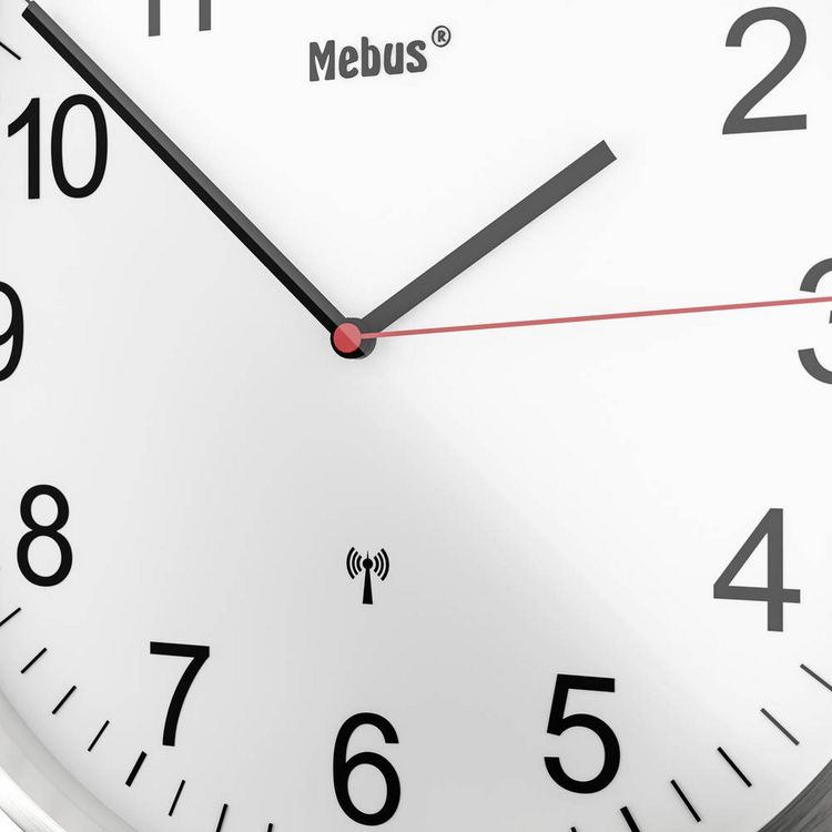Produktbild: Mebus 19411 Funk Wanduhr 30cm Silber