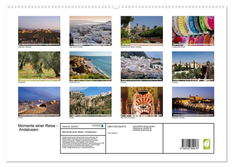 Produktbild: Momente einer Reise - Andalusien (hochwertiger Premium Wandkalender 2027 DIN A2 quer), Kunstdruck in Hochglanz