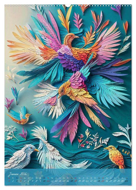 Produktbild: Papierv&ouml;gel - Digitale Kunst (Wandkalender 2026 DIN A2 hoch), CALVENDO Monatskalender
