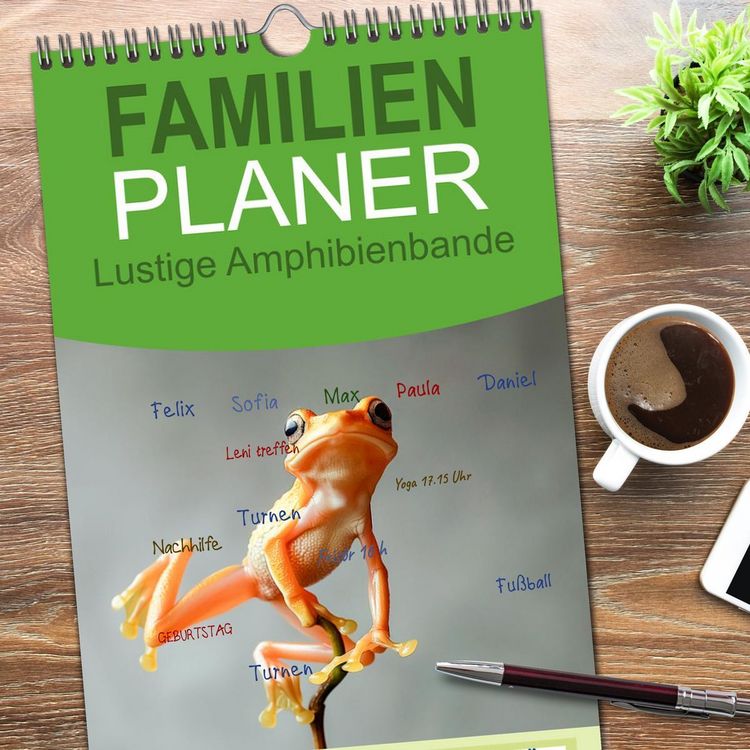 Produktbild: Familienplaner 2026 - Lustige Amphibienbande mit 5 Spalten (Wandkalender, 21 x 45 cm) CALVENDO