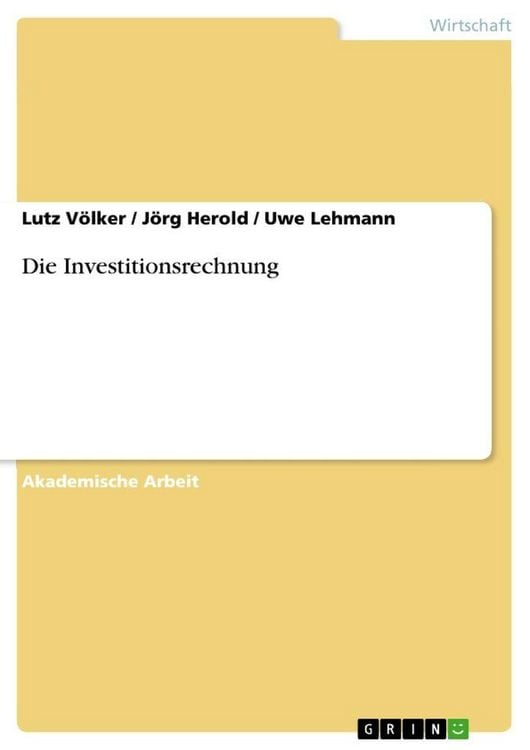 Produktbild: Die Investitionsrechnung