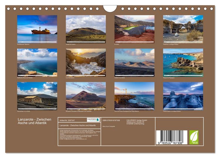 Produktbild: Lanzarote - Zwischen Asche und Atlantik (Wandkalender 2027 DIN A4 quer), CALVENDO Monatskalender