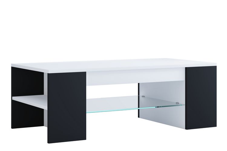 Produktbild: Holz Sofatisch Couchtisch Schublade Glas Tunas