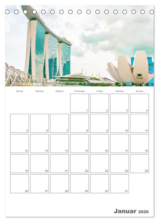 Produktbild: Unterwegs in Singapur (Tischkalender 2026 DIN A5 hoch), CALVENDO Monatskalender