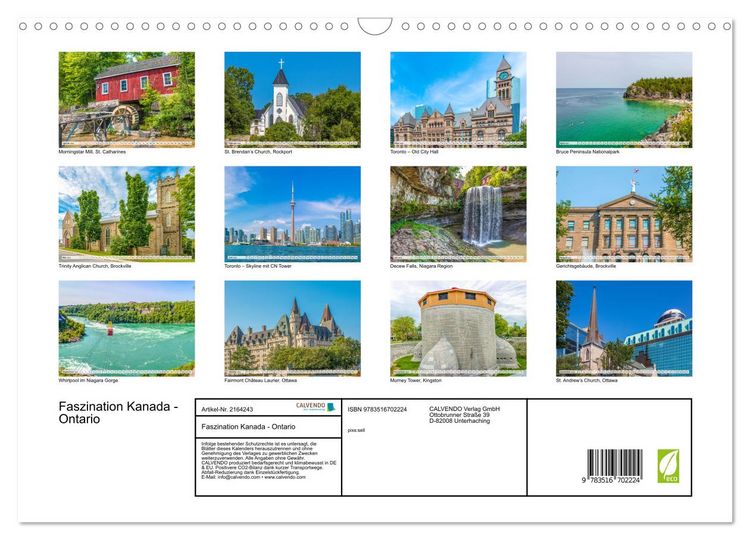 Produktbild: Faszination Kanada - Ontario (Wandkalender 2026 DIN A3 quer), CALVENDO Monatskalender