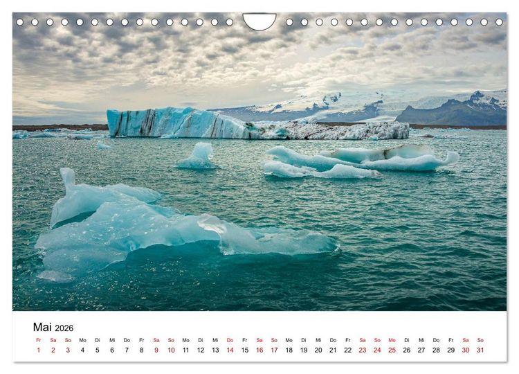 Produktbild: Island, Land aus Feuer und Eis: Sich st&auml;ndig neu formende Erde (Wandkalender 2026 DIN A4 quer), CALVENDO Monatskalender