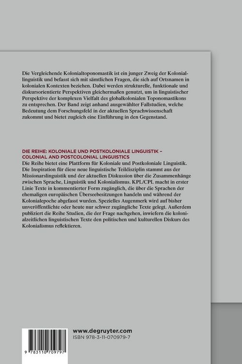 Produktbild: Vergleichende Kolonialtoponomastik