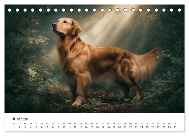 Produktbild: Herz aus Gold - Retriever zum Verlieben (Tischkalender 2026 DIN A5 quer), CALVENDO Monatskalender