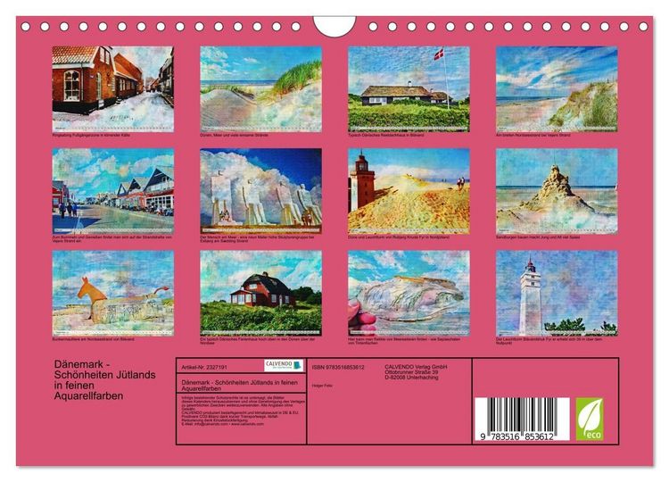 Produktbild: D&auml;nemark - Sch&ouml;nheiten J&uuml;tlands in feinen Aquarellfarben (Wandkalender 2027 DIN A4 quer), CALVENDO Monatskalender
