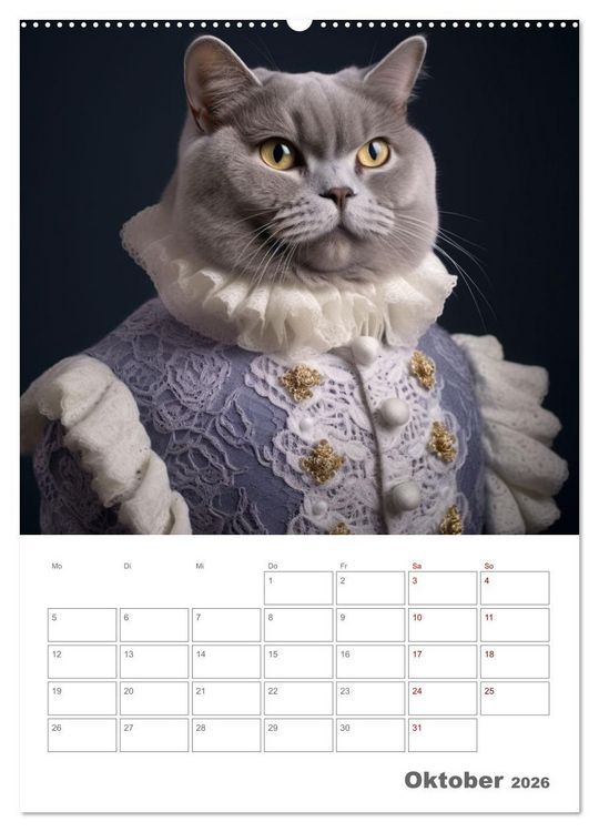 Produktbild: Royale Katzen Portraits (hochwertiger Premium Wandkalender 2026 DIN A2 hoch), Kunstdruck in Hochglanz