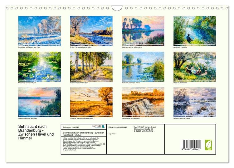 Produktbild: Sehnsucht nach Brandenburg - Zwischen Havel und Himmel (Wandkalender 2026 DIN A3 quer), CALVENDO Monatskalender