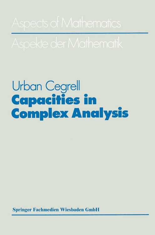 Produktbild: Capacities in Complex Analysis