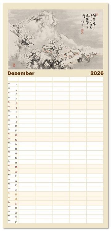 Produktbild: Familienplaner 2026 - Yoshitsugu Haizan mit 5 Spalten (Wandkalender, 21 x 45 cm) CALVENDO