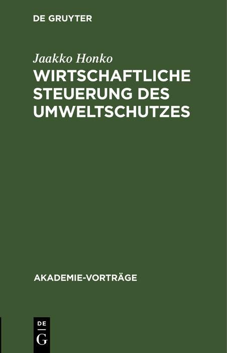 Produktbild: Wirtschaftliche Steuerung des Umweltschutzes