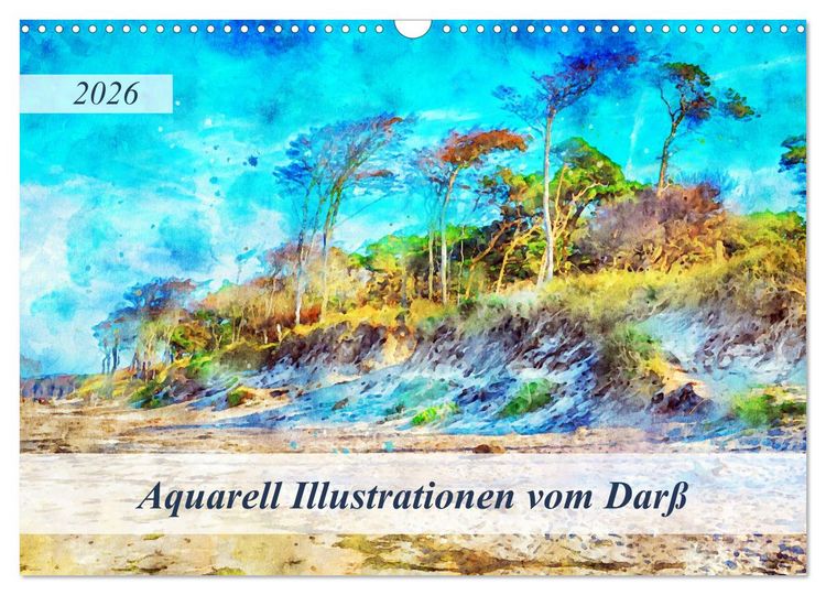 Produktbild: Aquarell Illustrationen vom Dar&szlig; (Wandkalender 2026 DIN A3 quer), CALVENDO Monatskalender