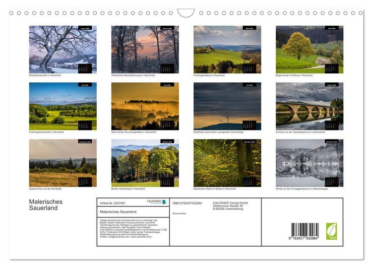 Produktbild: Malerisches Sauerland (Wandkalender 2026 DIN A3 quer), CALVENDO Monatskalender