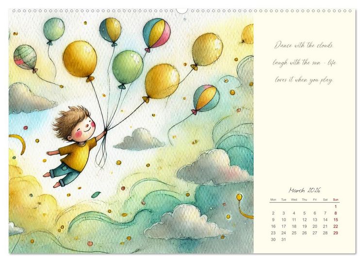 Produktbild: Magic with your inner child - 12 months full of wonder and joy (High Quality Premium Wall Calendar 2026 DIN A2 landscape),CALVENDO 12 Month Wall Calendar