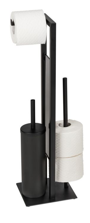 Produktbild: Geschlossene WC-Garnitur Mod. Rivalta Schwarz, mit Toilettenpapier- und Ersatzrollenhalter