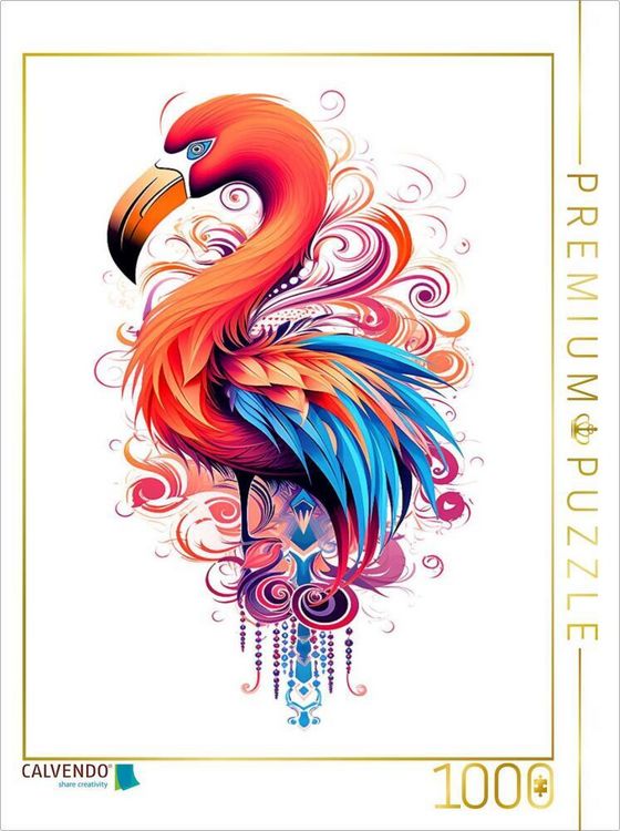 Produktbild: CALVENDO Puzzle Flamingo im Tattoo Design | 1000 Teile Lege-Gr&ouml;&szlig;e 64x48cm Foto-Puzzle f&uuml;r gl&uuml;ckliche Stunden