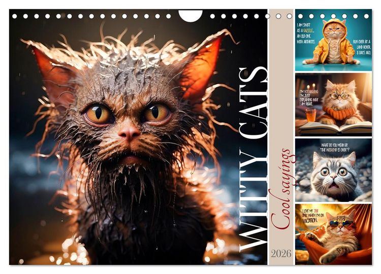 Produktbild: WITTY CATS Cool sayings (Wall Calendar 2026 DIN A4 landscape), CALVENDO 12 Month Wall Calendar