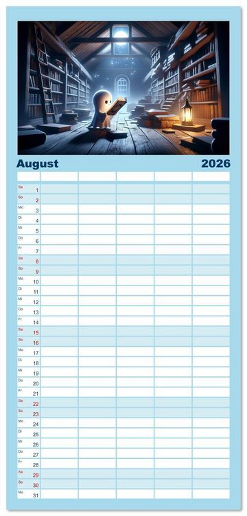 Produktbild: Familienplaner 2026 - Spuk und Spiel: Ein Jahr mit kleinen Plagegeistern mit 5 Spalten (Wandkalender, 21 x 45 cm) CALVENDO