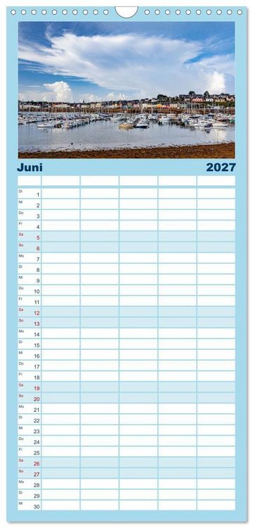 Produktbild: Familienplaner 2027 - Bretagne Traumhafte K&uuml;sten in Frankreichs Nordwesten mit 5 Spalten (Wandkalender, 21 x 45 cm) CALVENDO