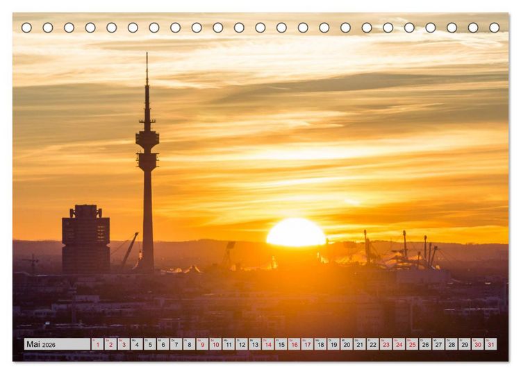 Produktbild: M&uuml;nchen - Lichter der Gro&szlig;stadt (Tischkalender 2026 DIN A5 quer), CALVENDO Monatskalender
