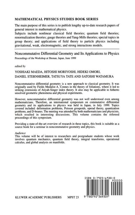 Produktbild: Noncommutative Differential Geometry and Its Applications to Physics