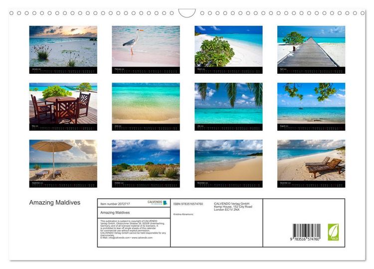 Produktbild: Amazing Maldives (Wall Calendar 2026 DIN A3 landscape), CALVENDO 12 Month Wall Calendar