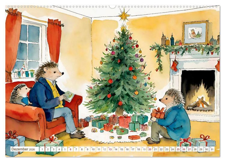 Produktbild: Bei Familie Igel (hochwertiger Premium Wandkalender 2026 DIN A2 quer), Kunstdruck in Hochglanz