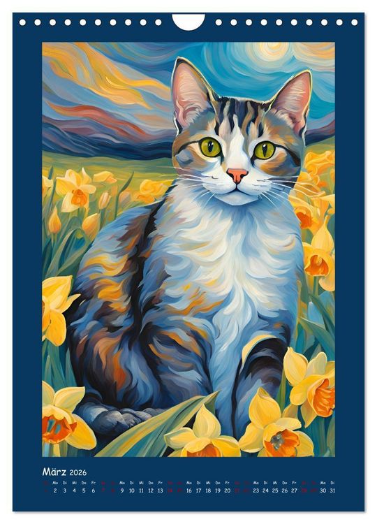 Produktbild: Katzen im Farbenspiel (Wandkalender 2026 DIN A4 hoch), CALVENDO Monatskalender