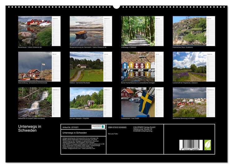 Produktbild: Unterwegs in Schweden (Wandkalender 2026 DIN A2 quer), CALVENDO Monatskalender