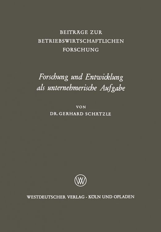 Produktbild: Forschung und Entwicklung als unternehmerische Aufgabe