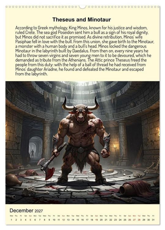 Produktbild: Legends of the Greek Mythology (Wall Calendar 2027 DIN A2 portrait), CALVENDO 12 Month Wall Calendar