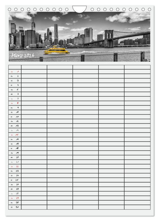 Produktbild: NEW YORK CITY Teamplaner (Wandkalender 2026 DIN A4 hoch), CALVENDO Monatskalender