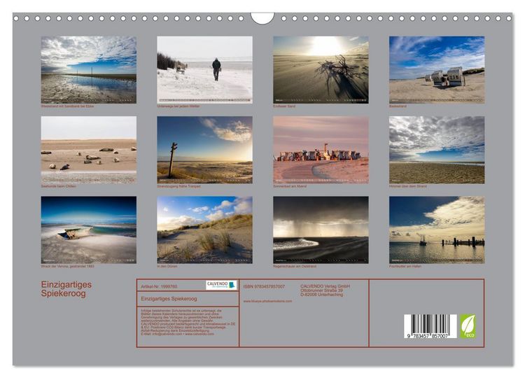 Produktbild: Einzigartiges Spiekeroog (Wandkalender 2026 DIN A3 quer), CALVENDO Monatskalender