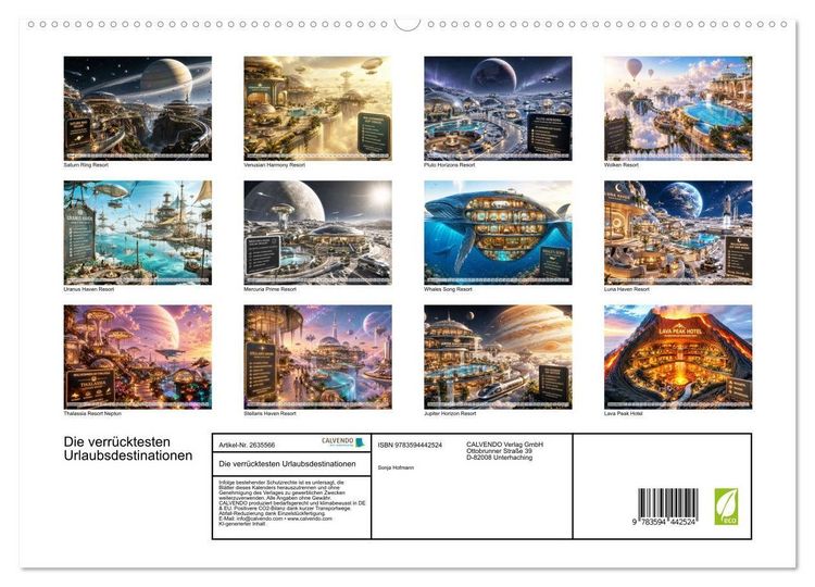 Produktbild: Die verr&uuml;cktesten Urlaubsdestinationen (hochwertiger Premium Wandkalender 2027 DIN A2 quer), Kunstdruck in Hochglanz