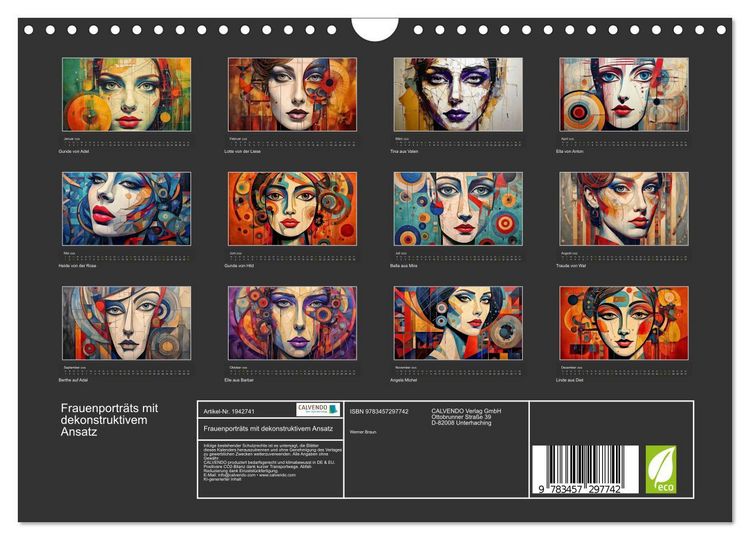 Produktbild: Frauenportr&auml;ts mit dekonstruktivem Ansatz (Wandkalender 2026 DIN A4 quer), CALVENDO Monatskalender