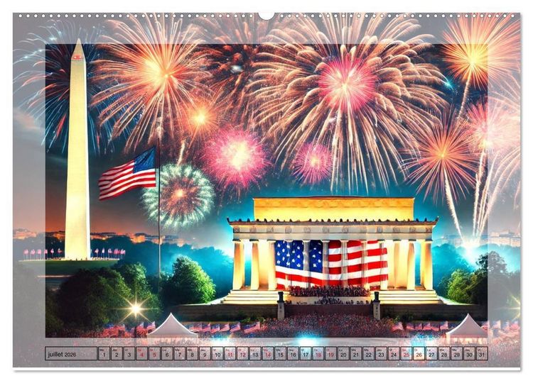 Produktbild: L'esprit am&eacute;ricain - Un hommage aux &Eacute;tats-Unis. (Calendrier mural 2026 DIN A2 vertical) calendrier de bureau
