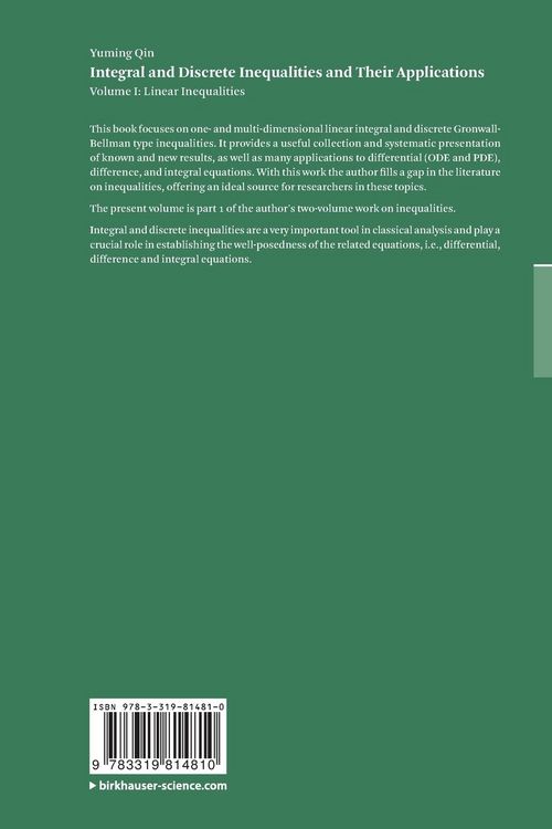 Produktbild: Integral and Discrete Inequalities and Their Applications
