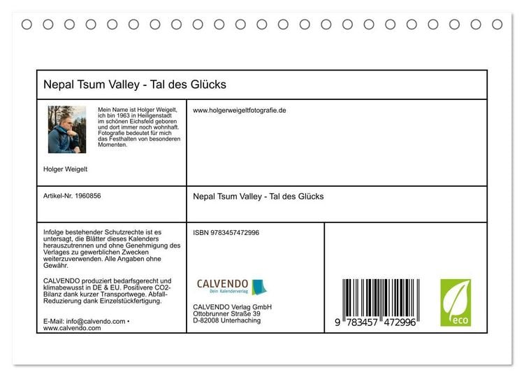 Produktbild: Nepal Tsum Valley - Tal des Gl&uuml;cks (Tischkalender 2026 DIN A5 quer), CALVENDO Monatskalender