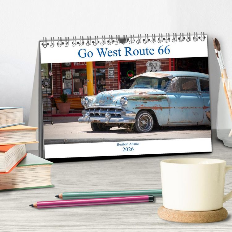 Produktbild: Go west Route 66 (Tischkalender 2026 DIN A5 quer), CALVENDO Monatskalender