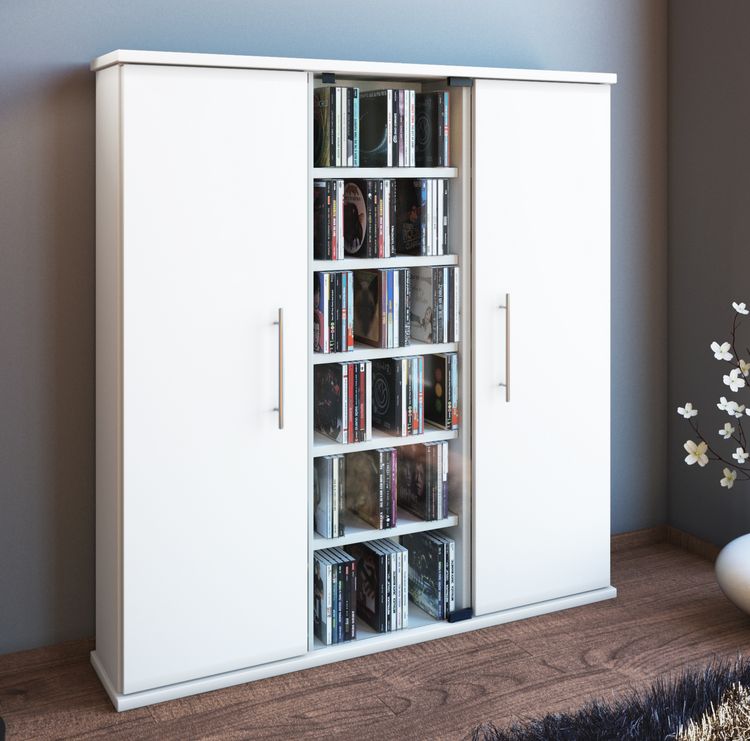 Produktbild: Holz CD DVD Stand Regal Schrank Santo Glast&uuml;r