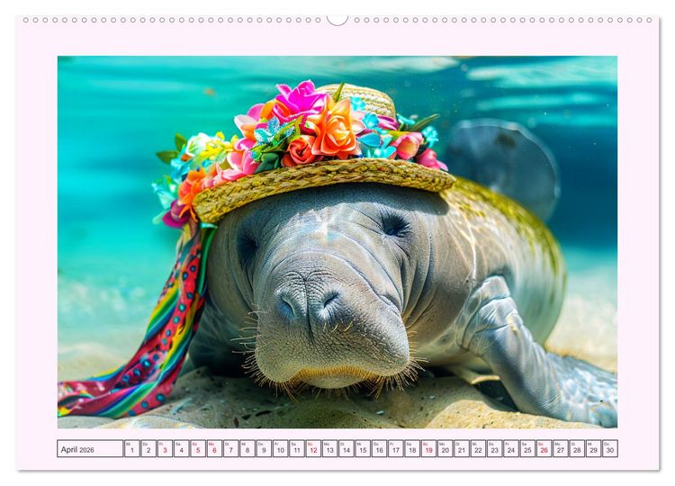 Produktbild: Modische Manatees. Charmante Seek&uuml;he mit Stil (hochwertiger Premium Wandkalender 2026 DIN A2 quer), Kunstdruck in Hochglanz
