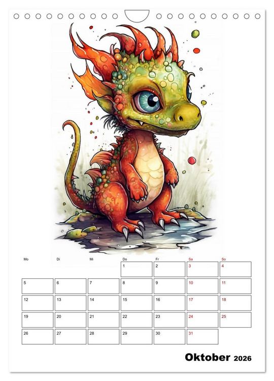 Produktbild: Niedliche Drachen (Wandkalender 2026 DIN A4 hoch), CALVENDO Monatskalender