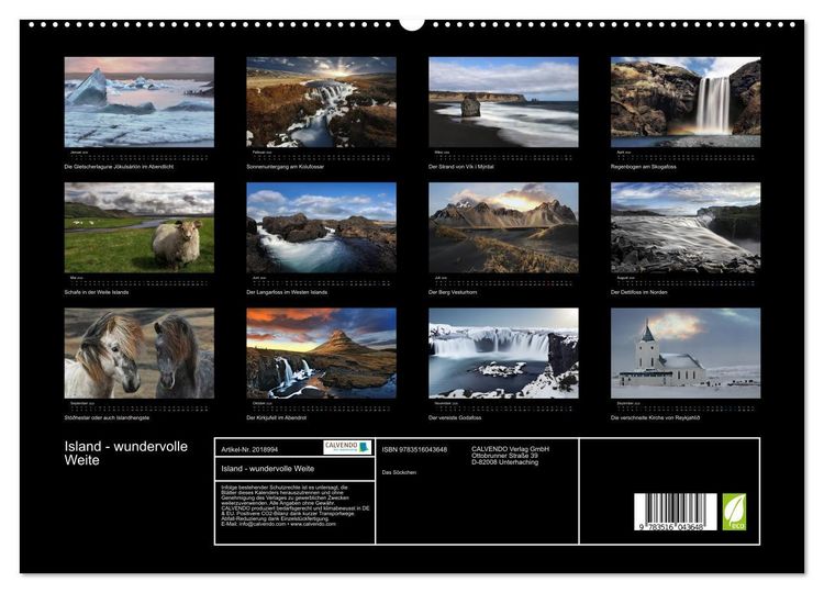 Produktbild: Island - wundervolle Weite (hochwertiger Premium Wandkalender 2026 DIN A2 quer), Kunstdruck in Hochglanz