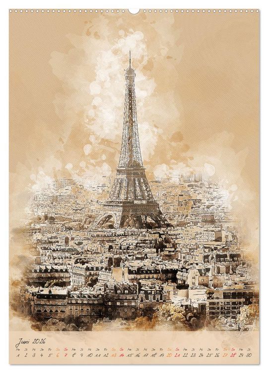Produktbild: Paris - la Ville de l'amour (Wandkalender 2026 DIN A2 hoch), CALVENDO Monatskalender