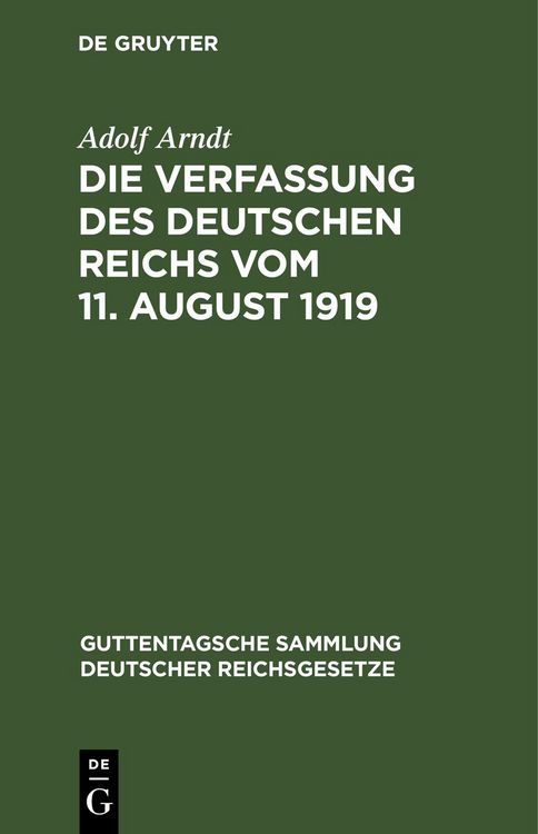 Produktbild: Die Verfassung des Deutschen Reichs vom 11. August 1919