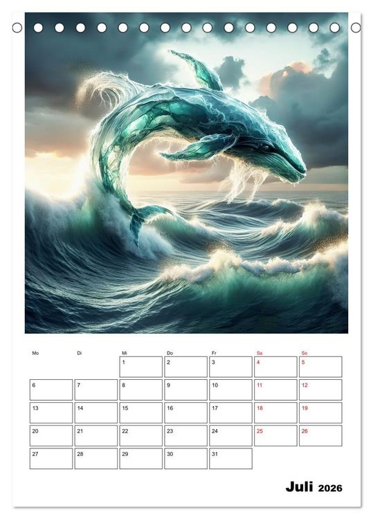 Produktbild: Wellen Illusionen (Tischkalender 2026 DIN A5 hoch), CALVENDO Monatskalender