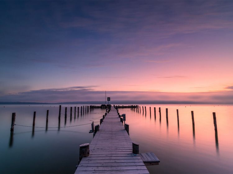 Produktbild: CALVENDO Puzzle Idyllischer Sonnenaufgang am Ammersee | 1000 Teile Lege-Gr&ouml;&szlig;e 64x48cm Foto-Puzzle f&uuml;r gl&uuml;ckliche Stunden